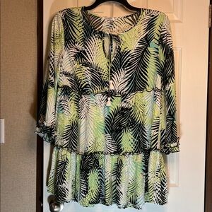 Blue Island Leaf Patterned Top